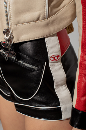 Black 'S - Lime' leather shorts Diesel